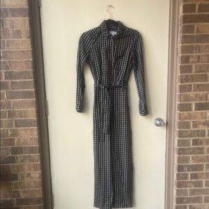Black, White, Green Plaid Women's jumpsuit